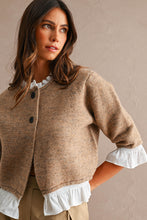 Load image into Gallery viewer, NEWEST ARRIVAL Mocha Poplin Contrast Knit Cardigan
