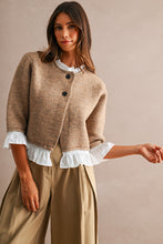 Load image into Gallery viewer, NEWEST ARRIVAL Mocha Poplin Contrast Knit Cardigan
