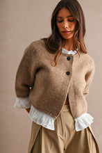 Load image into Gallery viewer, NEWEST ARRIVAL Mocha Poplin Contrast Knit Cardigan
