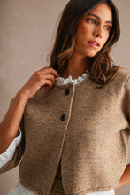 Load image into Gallery viewer, NEWEST ARRIVAL Mocha Poplin Contrast Knit Cardigan

