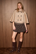 Load image into Gallery viewer, NEWEST ARRIVAL Taupe Double Breasted Short Cape Coat
