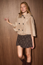 Load image into Gallery viewer, NEWEST ARRIVAL Taupe Double Breasted Short Cape Coat
