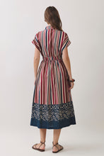 Load image into Gallery viewer, NEWEST ARRIVAL *PREORDER 9/6* Burgundy Multi Striped Button Down Midi Dress
