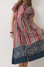 Load image into Gallery viewer, NEWEST ARRIVAL *PREORDER 9/6* Burgundy Multi Striped Button Down Midi Dress
