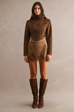 Load image into Gallery viewer, NEWEST ARRIVAL Brown Suede Cropped Funnel Neck Jacket
