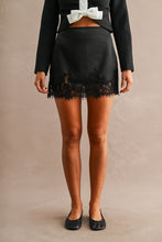 Load image into Gallery viewer, NEWEST ARRIVAL Black Lace Satin Mini Skirt
