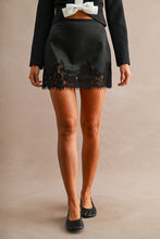 Load image into Gallery viewer, NEWEST ARRIVAL Black Lace Satin Mini Skirt
