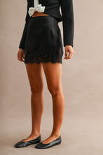 Load image into Gallery viewer, NEWEST ARRIVAL Black Lace Satin Mini Skirt
