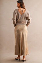 Load image into Gallery viewer, NEWEST ARRIVAL Light Mocha Satin Sweater Midi Dress Set
