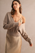 Load image into Gallery viewer, NEWEST ARRIVAL Light Mocha Satin Sweater Midi Dress Set
