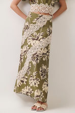 Load image into Gallery viewer, NEWEST ARRIVAL Olive Floral Lace Trim Maxi Skirt Set
