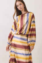 Load image into Gallery viewer, NEWEST ARRIVAL *PREORDER 10/16* Fall Watercolor Striped Maxi Skirt Set
