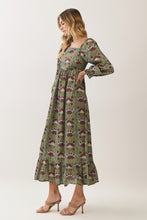 Load image into Gallery viewer, NEWEST ARRIVAL *PREORDER 9/23* Dark Teal/Burgundy Floral Ankle Length Dress
