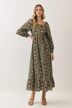 Load image into Gallery viewer, NEWEST ARRIVAL *PREORDER 9/23* Dark Teal/Burgundy Floral Ankle Length Dress

