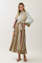 Load image into Gallery viewer, NEWEST ARRIVAL Fall Multi Striped Belted Shirt Ankle Length Dress
