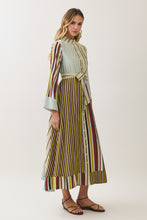 Load image into Gallery viewer, NEWEST ARRIVAL Fall Multi Striped Belted Shirt Ankle Length Dress
