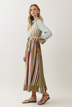 Load image into Gallery viewer, NEWEST ARRIVAL Fall Multi Striped Belted Shirt Ankle Length Dress

