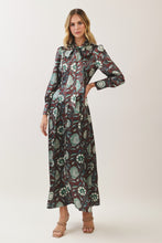 Load image into Gallery viewer, NEWEST ARRIVAL Brown/Green Neck Tie Satin Maxi Dress
