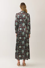 Load image into Gallery viewer, NEWEST ARRIVAL Brown/Green Neck Tie Satin Maxi Dress
