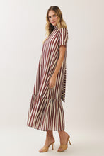 Load image into Gallery viewer, NEWEST ARRIVAL Multi Wines Striped Tie Back Midi Dress
