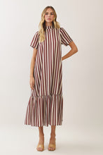 Load image into Gallery viewer, NEWEST ARRIVAL Multi Wines Striped Tie Back Midi Dress
