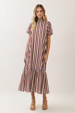 Load image into Gallery viewer, NEWEST ARRIVAL Multi Wines Striped Tie Back Midi Dress

