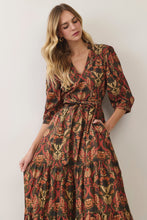 Load image into Gallery viewer, NEWEST ARRIVAL Dark Olive/Rust Paisley Print Tiered Ankle Length Dress
