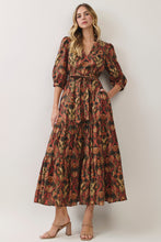Load image into Gallery viewer, NEWEST ARRIVAL Dark Olive/Rust Paisley Print Tiered Ankle Length Dress
