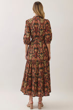 Load image into Gallery viewer, NEWEST ARRIVAL Dark Olive/Rust Paisley Print Tiered Ankle Length Dress
