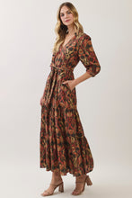 Load image into Gallery viewer, NEWEST ARRIVAL Dark Olive/Rust Paisley Print Tiered Ankle Length Dress

