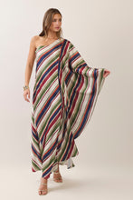Load image into Gallery viewer, NEWEST ARRIVAL *PREORDER 10/10* Multi Striped One Shoulder Caftan Maxi Dress
