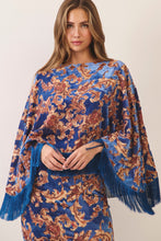 Load image into Gallery viewer, NEWEST ARRIVAL Navy Velvet Fringe Poncho Set
