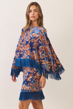 Load image into Gallery viewer, NEWEST ARRIVAL Navy Velvet Fringe Poncho Set

