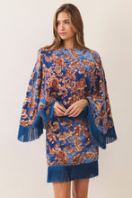 Load image into Gallery viewer, NEWEST ARRIVAL Navy Velvet Fringe Poncho Set
