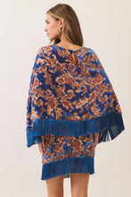 Load image into Gallery viewer, NEWEST ARRIVAL Navy Velvet Fringe Poncho Set
