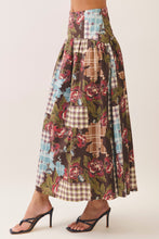 Load image into Gallery viewer, NEWEST ARRIVAL *PREORDER 10/9* Brown Patchwork Crop Maxi Skirt Set
