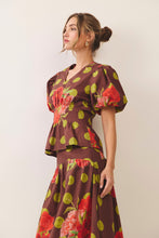 Load image into Gallery viewer, NEWEST ARRIVAL *PREORDER 10/10* Brown/Chartreuse Olive Green Polka Dot Floral Maxi Skirt Set
