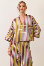 Load image into Gallery viewer, NEWEST ARRIVAL *PREORDER 11/5* Olive/Burgundy Striped Pants Set
