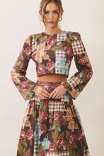 Load image into Gallery viewer, NEWEST ARRIVAL *PREORDER 10/9* Brown Patchwork Crop Maxi Skirt Set
