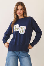 Load image into Gallery viewer, NEWEST ARRIVAL Navy Mahjong Knit Crewneck Sweater
