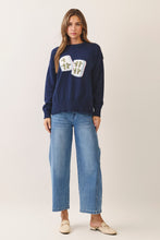 Load image into Gallery viewer, NEWEST ARRIVAL Navy Mahjong Knit Crewneck Sweater
