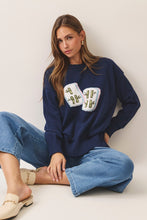 Load image into Gallery viewer, NEWEST ARRIVAL Navy Mahjong Knit Crewneck Sweater

