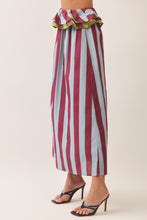 Load image into Gallery viewer, NEWEST ARRIVAL Burgundy/Blue Striped Smocked Ruffle Maxi Skirt Set

