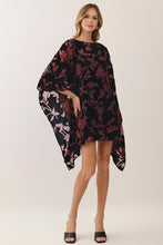 Load image into Gallery viewer, NEWEST ARRIVAL Black Velvet Burnout Caftan Cape Dress
