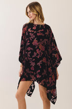 Load image into Gallery viewer, NEWEST ARRIVAL Black Velvet Burnout Caftan Cape Dress
