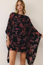 Load image into Gallery viewer, NEWEST ARRIVAL Black Velvet Burnout Caftan Cape Dress
