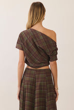 Load image into Gallery viewer, NEWEST ARRIVAL Dark Olive Plaid Ruched Crop Top Maxi Skirt Set
