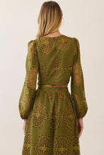 Load image into Gallery viewer, NEWEST ARRIVAL *PREORDER 10/21* Olive Eyelet Midi Skirt Set
