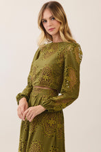 Load image into Gallery viewer, NEWEST ARRIVAL *PREORDER 10/21* Olive Eyelet Midi Skirt Set
