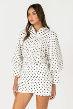 Load image into Gallery viewer, NEWEST ARRIVAL White/Black Polka Dot Puff Sleeve Mini Skort Set
